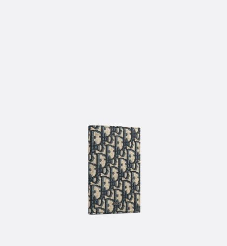 Passport Cover Beige and Black Dior Oblique Jacquard.